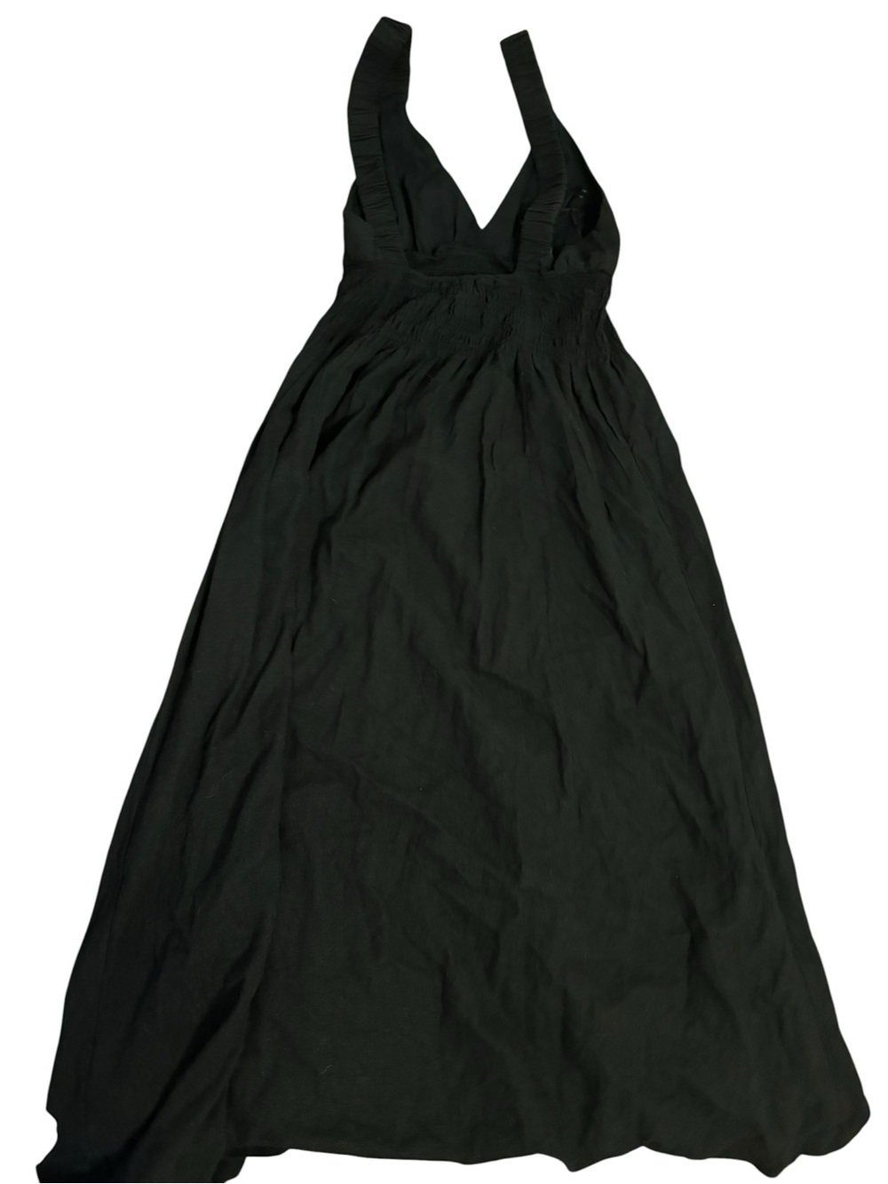 Abercrombie & Fitch Black Linen Blend Smocked Maxi Dress Cottagecore Romantic